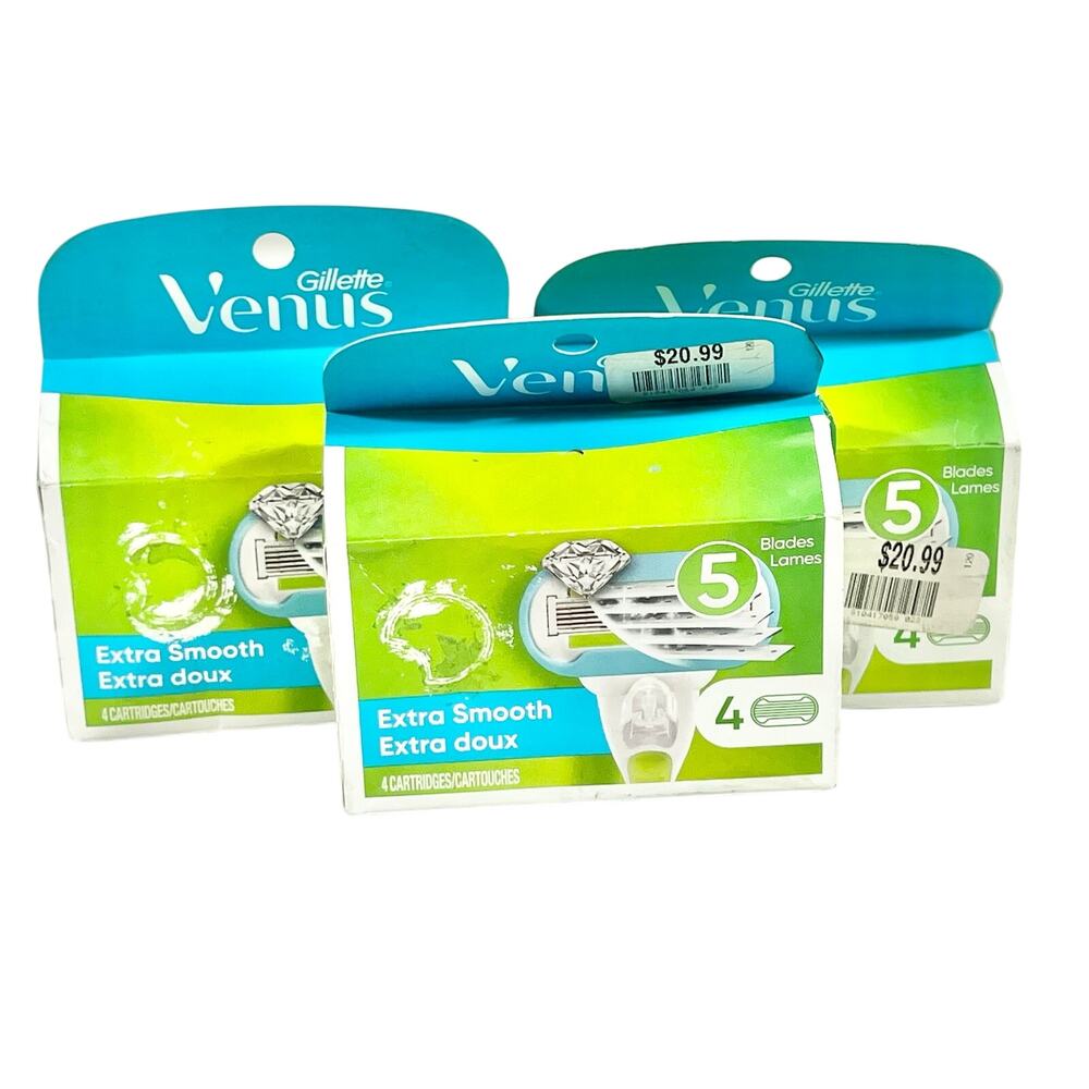 Gillette Venus Extra Smooth Razor Blade Refills Women Lot of 3 Packs